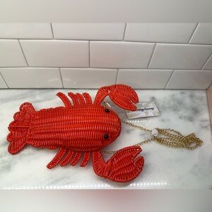 Tommy Bahama Raffia Woven Wicker Crossbody Bag Lobster Red Handbag NWT